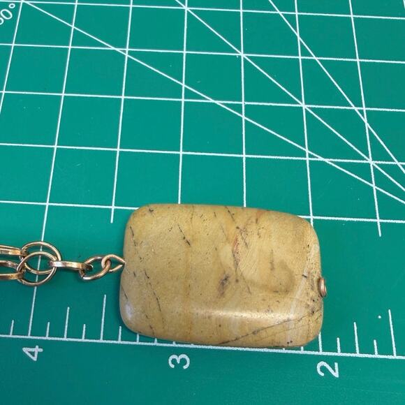 New handmade yellow Jasper pendant, antique copper chain lobster clasp in box - Picture 6 of 6
